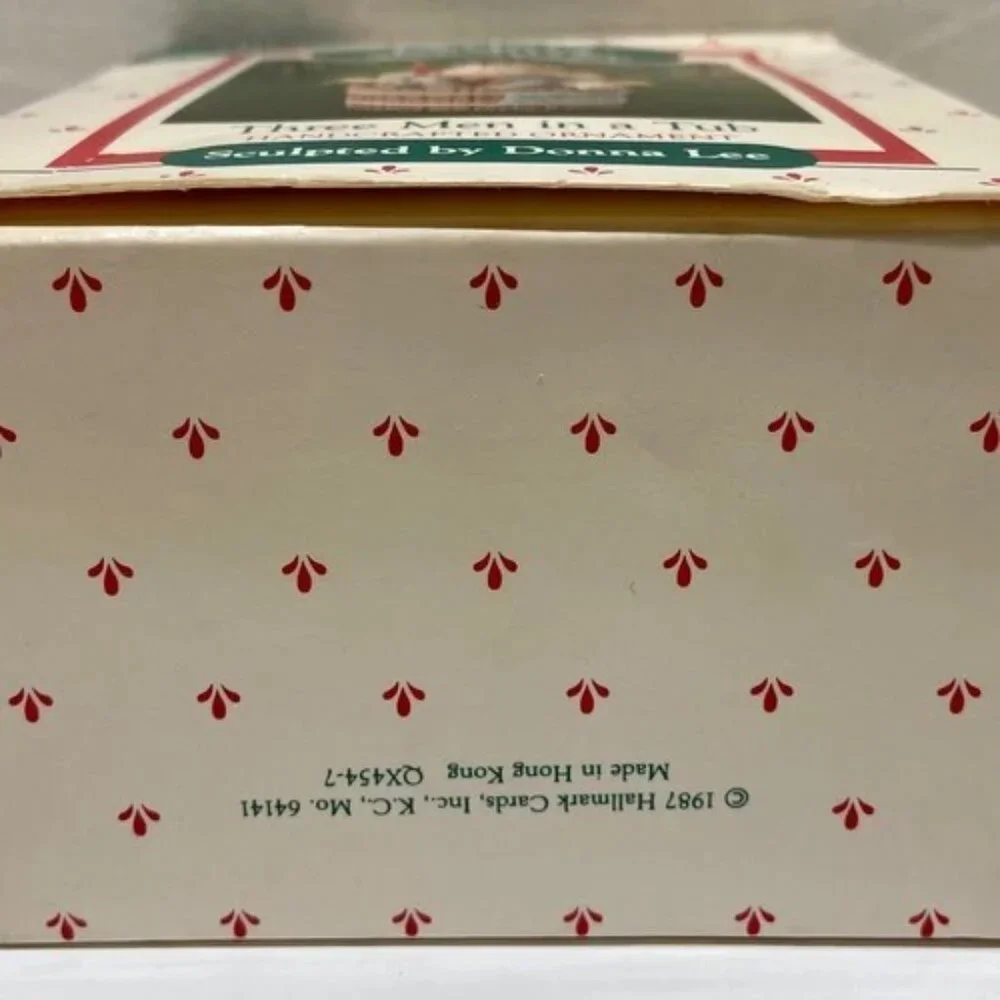 Vintage 1987 Hallmark Ornament Three Men In A Tub QX4547 Handcraft Donna Lee NIB